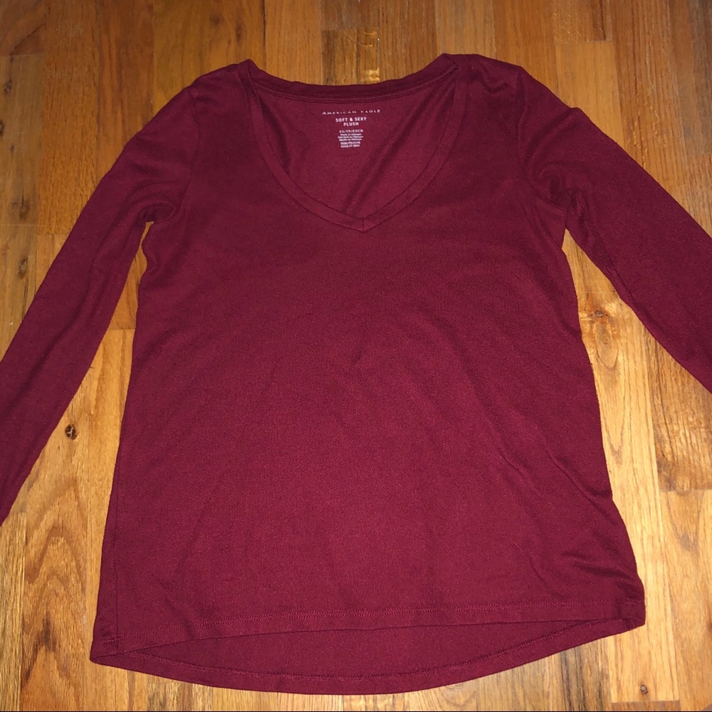 v-neck red soft & sexy long sleeve